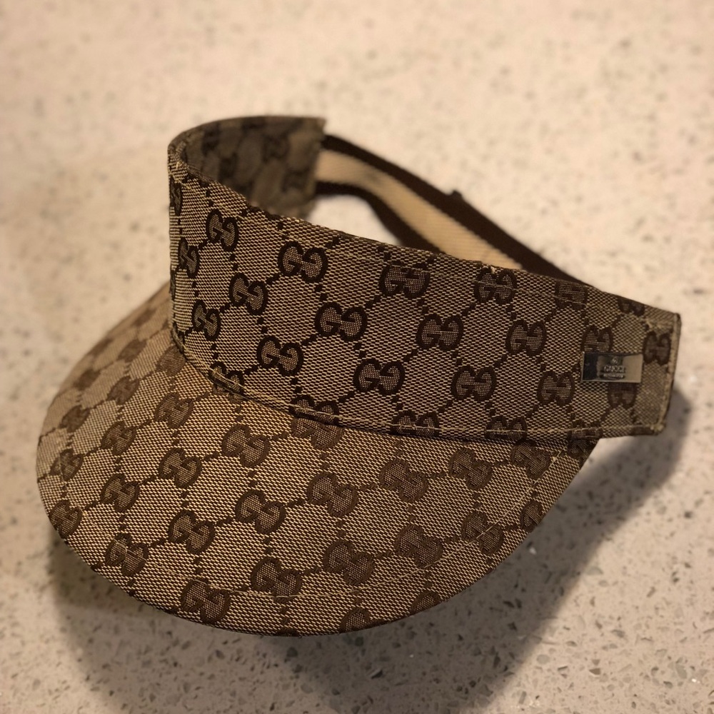 Unisex Vtg Gucci Signature Print Sun Visor Hat